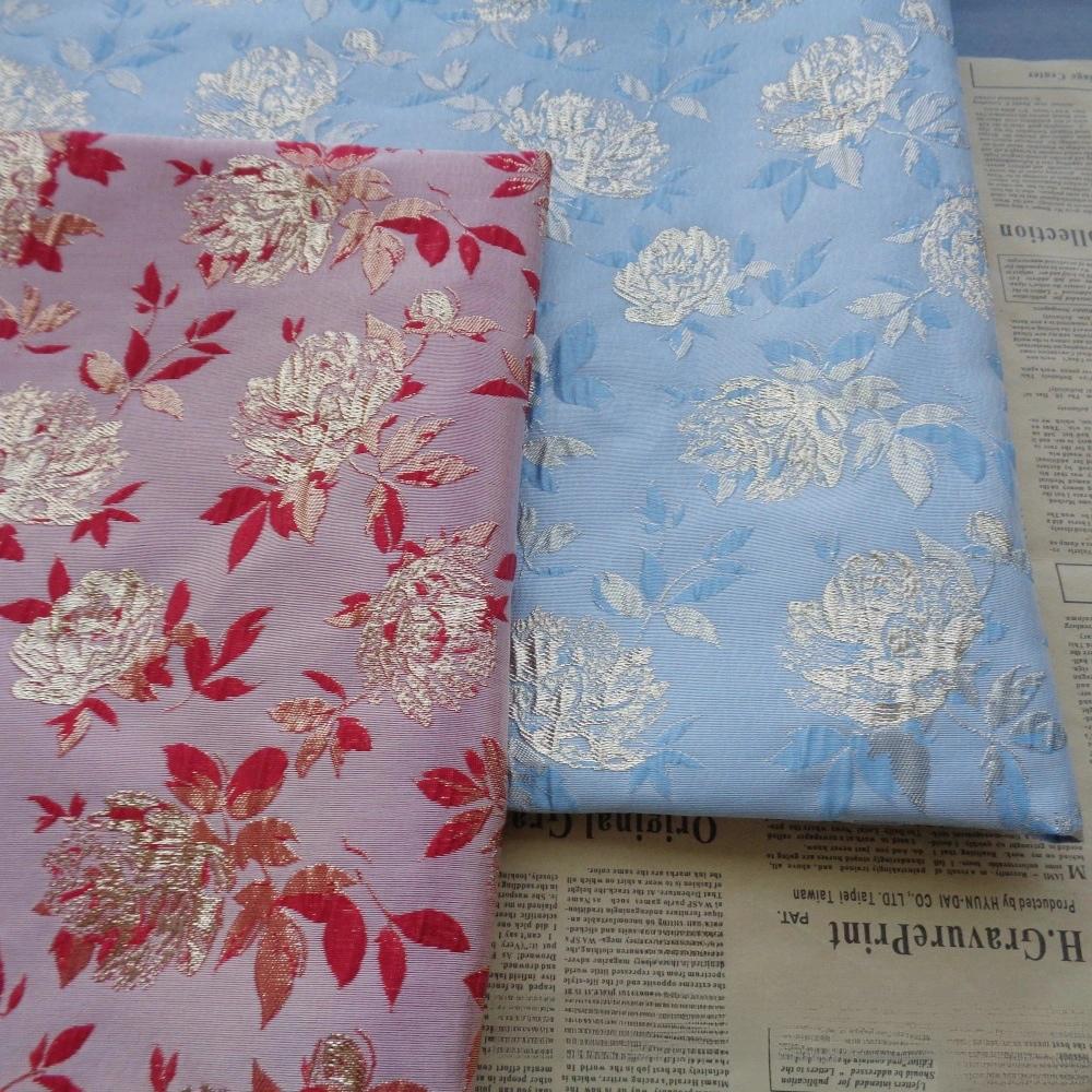 Gold Thread Floral Jacquard Fabric: Vintage Style Upholstery, Sewing (55"W By 1 Meter)