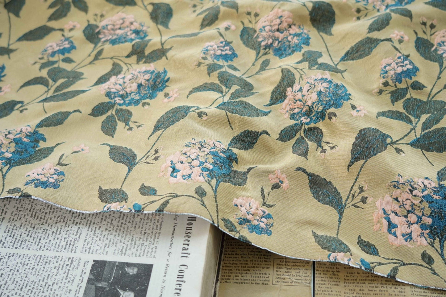 Floral Jacquard Fabric: Retro 3D Designer Material, 61" Wide