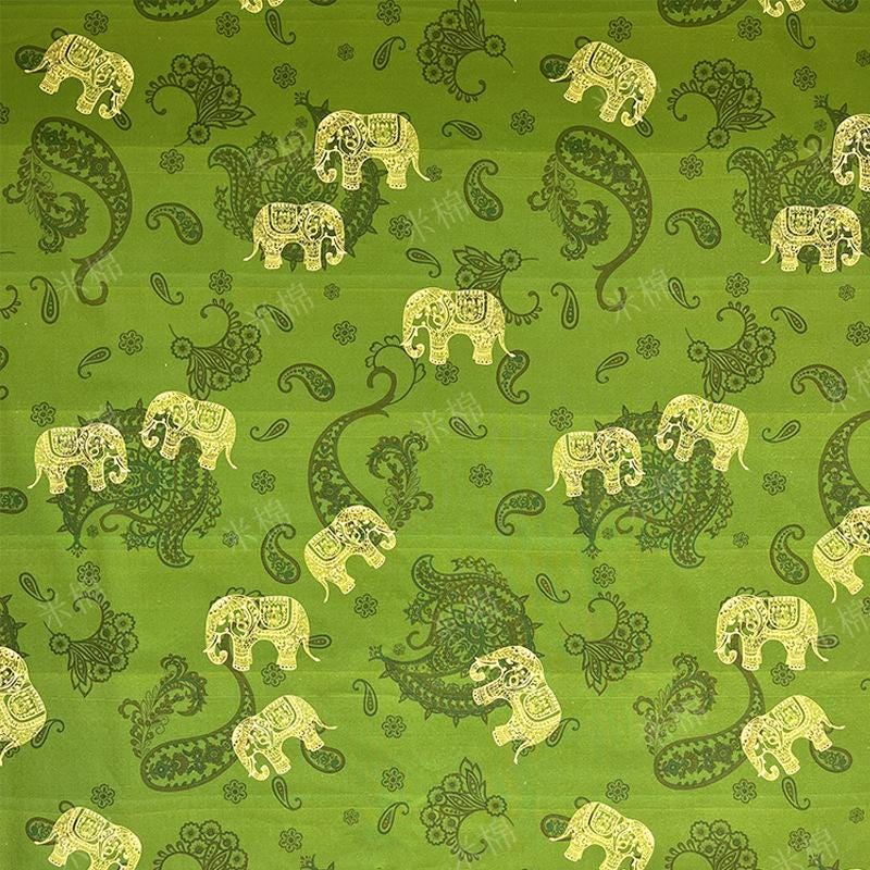 Elephant Print Cotton Fabric: Ethnic Style Sewing Material, 56" Wide