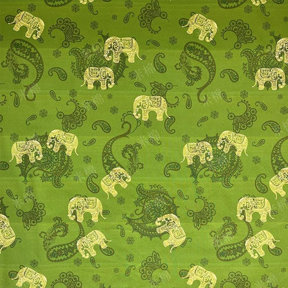 Elephant Print Cotton Fabric: Ethnic Style Sewing Material, 56" Wide