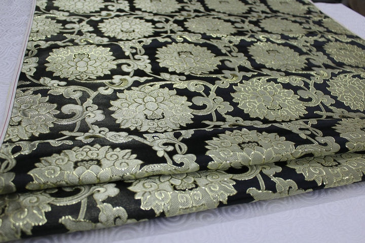 Floral Jacquard Brocade Fabric: Chinese Mongolian Style (29.5" Wide)