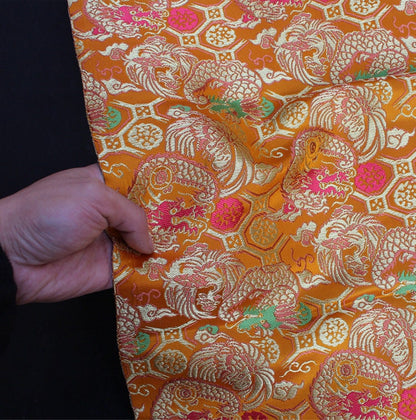 Dragon Phoenix Nishijin Fabric: Japanese Silk Brocade Upholstery
