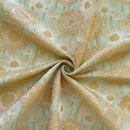 Embossed Daisy Jacquard Fabric With Gold Thread: Vintage Court Style, 63"W