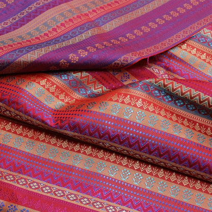 Burgundy Pink Brocade Fabric: Indian Style, 45" Wide, Silk Rayon Blend