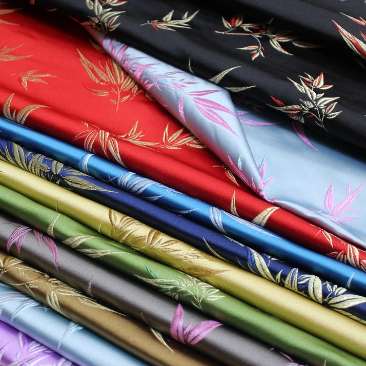 Bamboo Flower Silk Brocade Fabric: Quilting Sewing Upholstery (29.5" Wide)