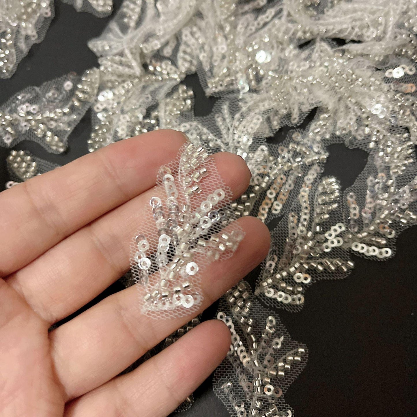 Sequin Wedding Dress Fabric: Floral Bridal Veil Material