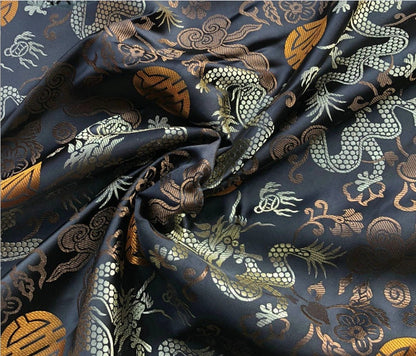 Chinese Dragon Brocade Fabric: Multi-Color Rayon, 29.5" Wide, Upholstery & Sewing