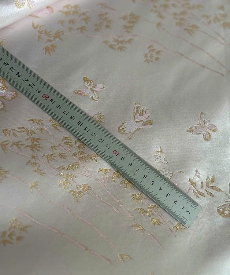 Butterfly Jacquard Brocade Fabric: Silver Plum Rayon, 55" Wide