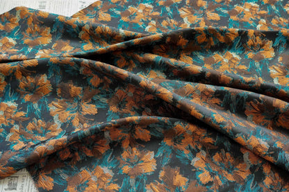 Floral Jacquard Fabric | 3D Embossed Gold Thread, 61" Wide