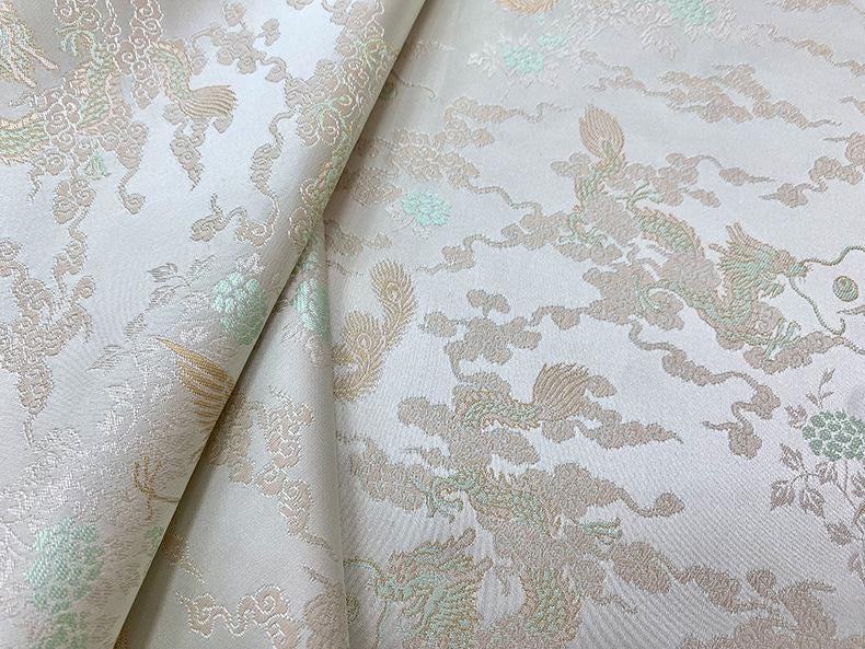 Dragon Phoenix Jacquard Fabric: 59"W Rayon Cheongsam Material