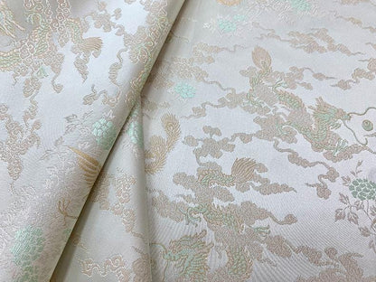 Dragon Phoenix Jacquard Fabric: 59"W Rayon Cheongsam Material