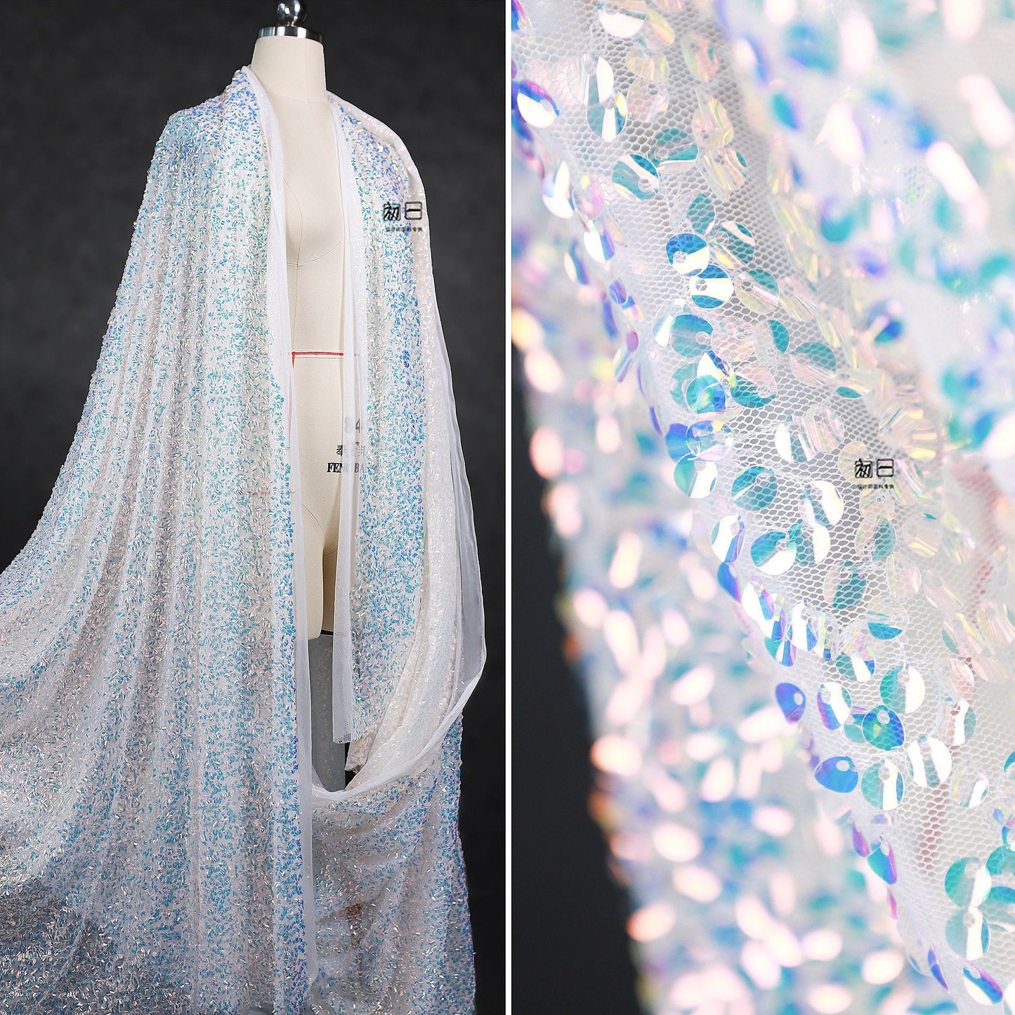 Hand-stitched Sequin Mesh Fabric, Symphony Glitter, Prom Dress, Doll Making
