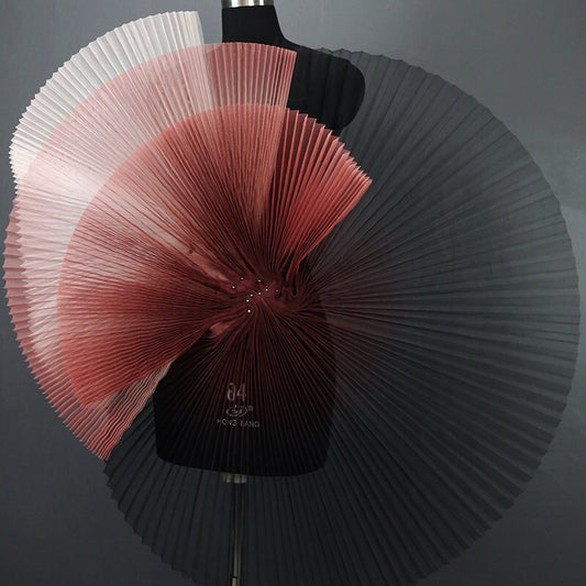 Gradient Pleated Organza Fabric: Stiff Texture, 63" Wide