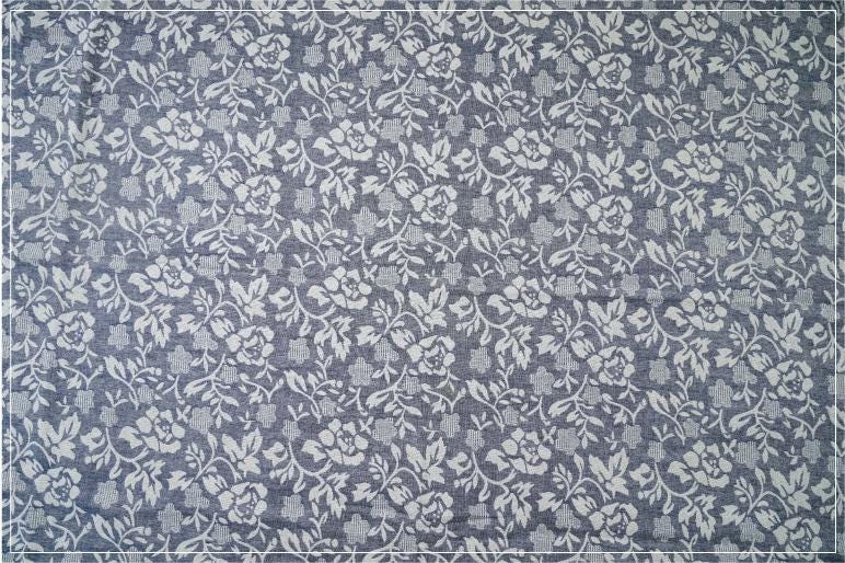 Japanese Floral Cotton Fabric: Blue Kimono Dress Sewing Material