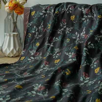 Floral Jacquard Woven Fabric: Reversible Embossed Upholstery, 57"W
