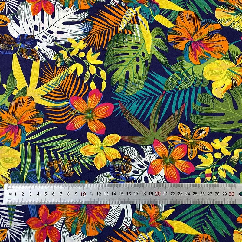 Tropical Floral Cotton Fabric: Sewing, Quilting, Upholstery (58"W)
