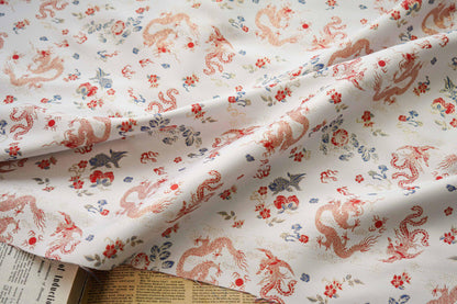 Dragon Jacquard Fabric: Embossed Foil Upholstery, Costume, Decor (58"W)