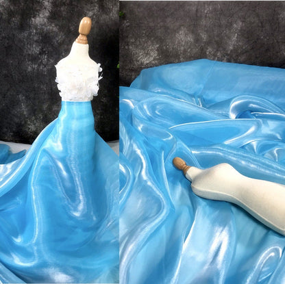 High Gloss Water Light Fabric: 59"W Polyester Yarn for Dress & Decor