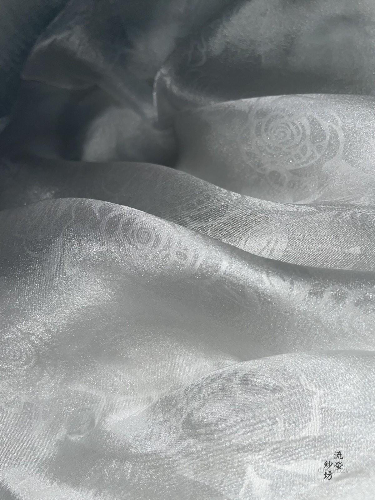 Rose Organza Fabric: Glittering Sheer Polyester, 59"W - DIY Sewing