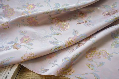 Tissu jacquard à motif floral : Damas rétro palais, 150 cm de large, vendu au mètre