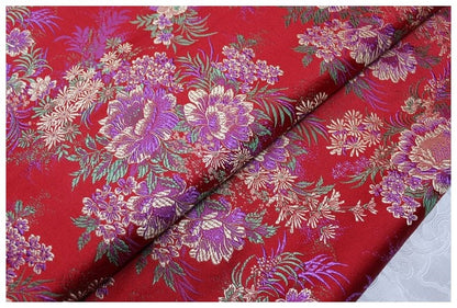 Tissu brocart chinois pivoine : Tissu pour kimono de cosplay Cheongsam Qipao