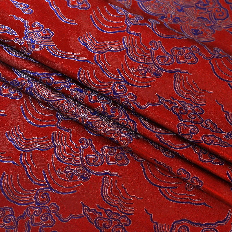 Ocean Waves Silk Rayon Brocade Fabric: Upholstery, Costume, Decor (29.5" Wide)