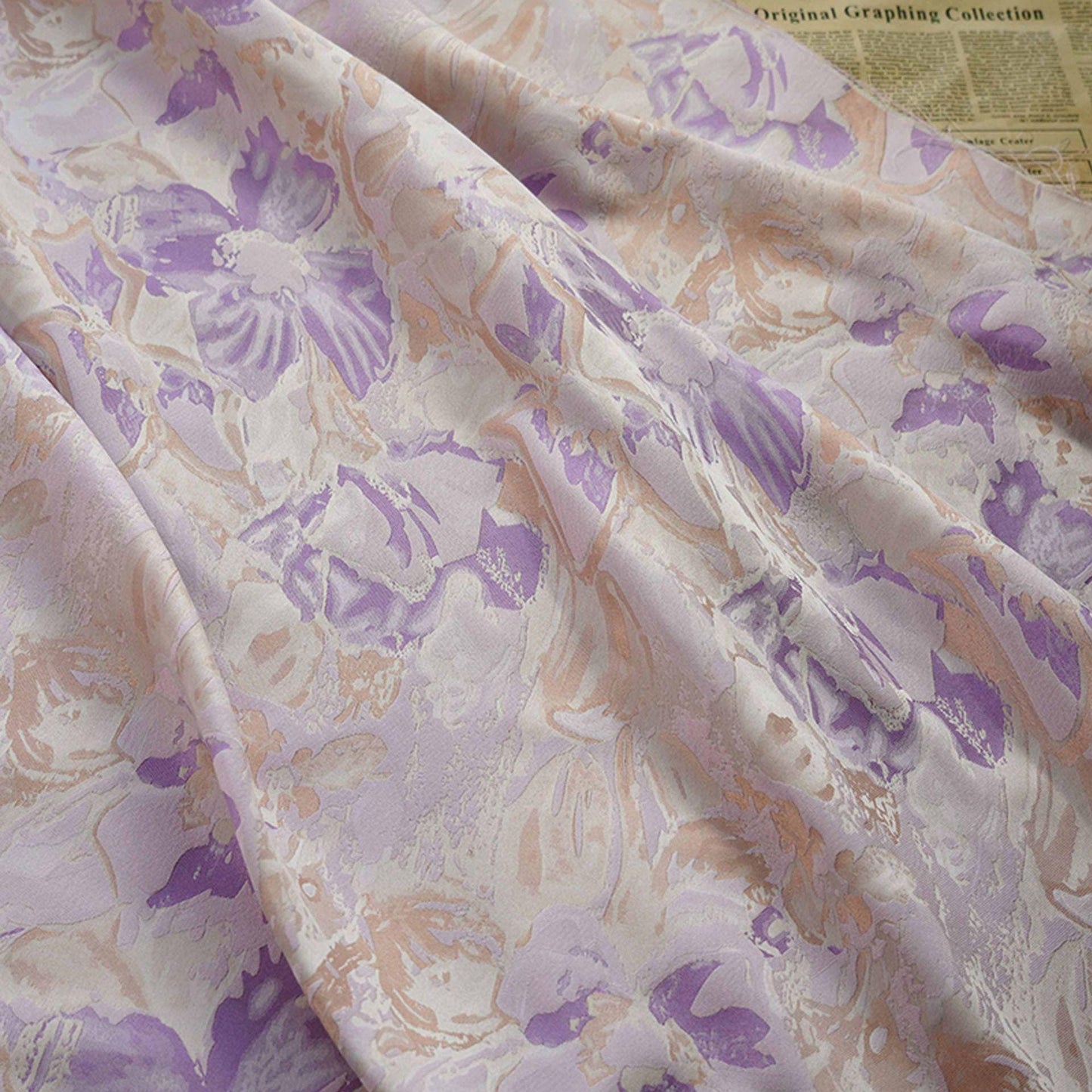 Tissu jacquard à motif floral : Damas rétro palais, 147 cm de large