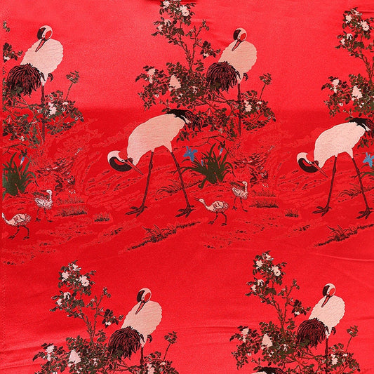 Crane Damask Jacquard Satin Fabric: 29.5"W Rayon Sewing/Upholstery