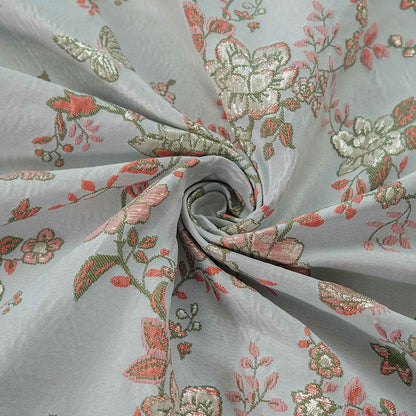 Gold Thread Jacquard Fabric: 3D Butterfly Texture, 55" Wide