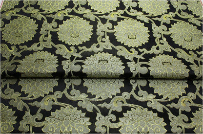 Tissu brocart de soie à motif de lotus : décoration chinoise rétro, matelassage, costume - 75 cm de large
