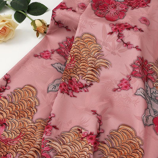 Tissu jacquard satiné : soie shantung imprimée numériquement, 150 cm de large – Ameublement, costumes, rideaux