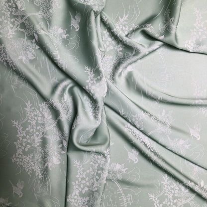Bird Flower Jacquard Damask Fabric: Two-Sided Upholstery Material