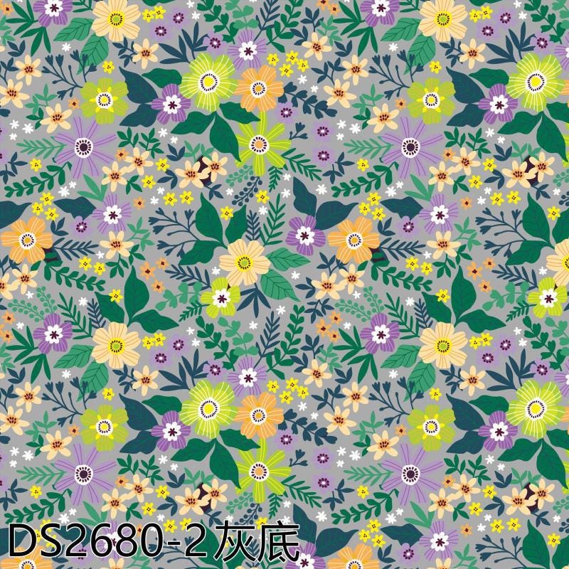 Floral Cotton Fabric: Colorful Small Flower Print, Soft DIY Sewing Material