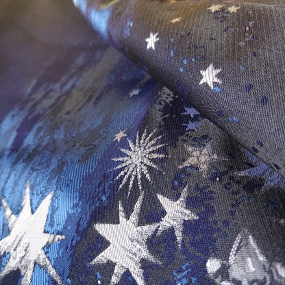 Galaxy Jacquard Fabric: Dark Blue Universe Cotton Blend, 59" Wide