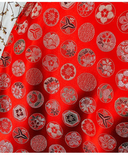 Dragon Brocade Fabric: Red Silk Rayon Blend, 29" Wide