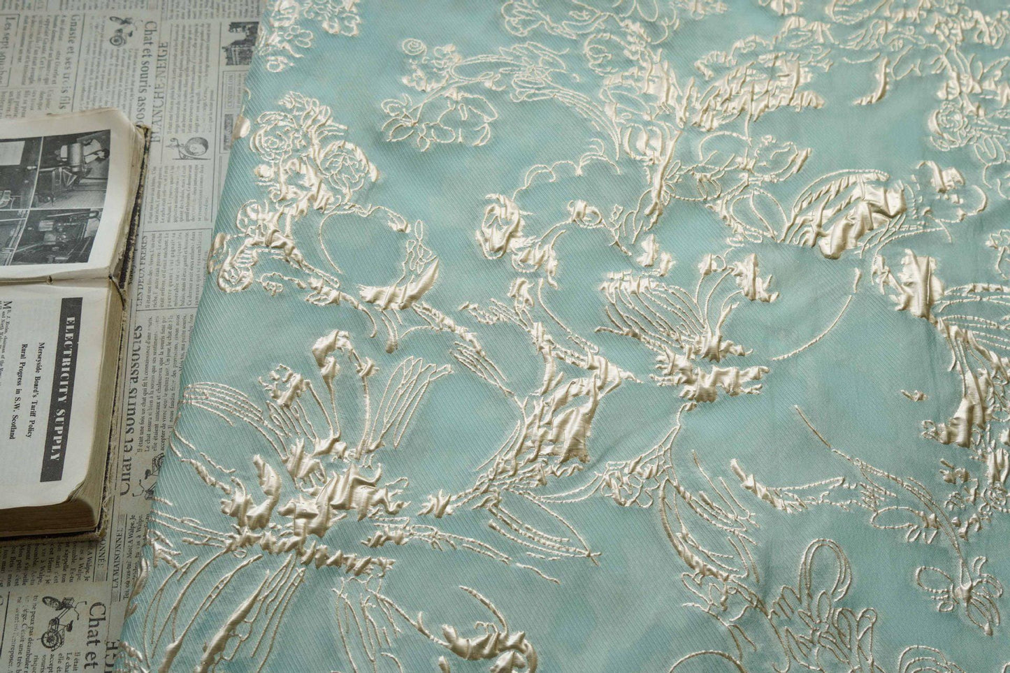 Gold Thread Jacquard Fabric: 3D Designer Material, 55" Wide - Upholstery, Quilting