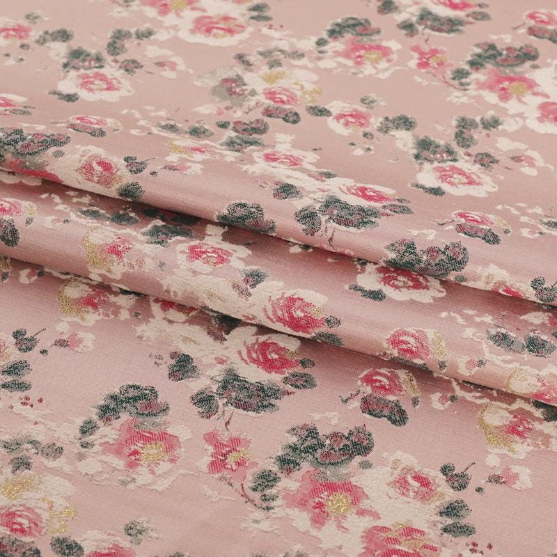 Floral Brocade Fabric: 59"W Pink Phlox Flower Pattern