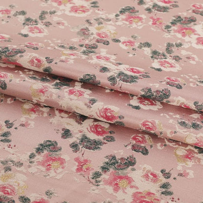 Floral Brocade Fabric: 59"W Pink Phlox Flower Pattern