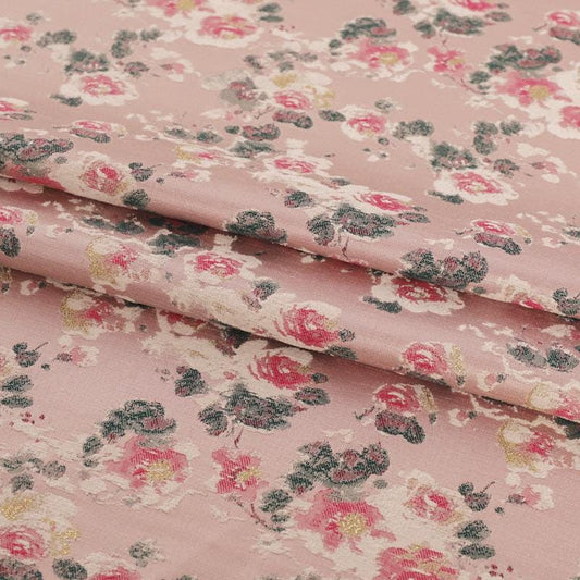 Tissu brocart à motifs floraux : 150 cm de large, motif de phlox roses
