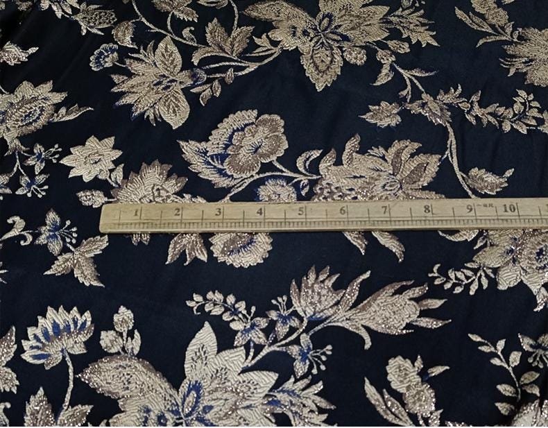 Retro Palace Jacquard Fabric: 55"W Damask Floral Upholstery Fabric