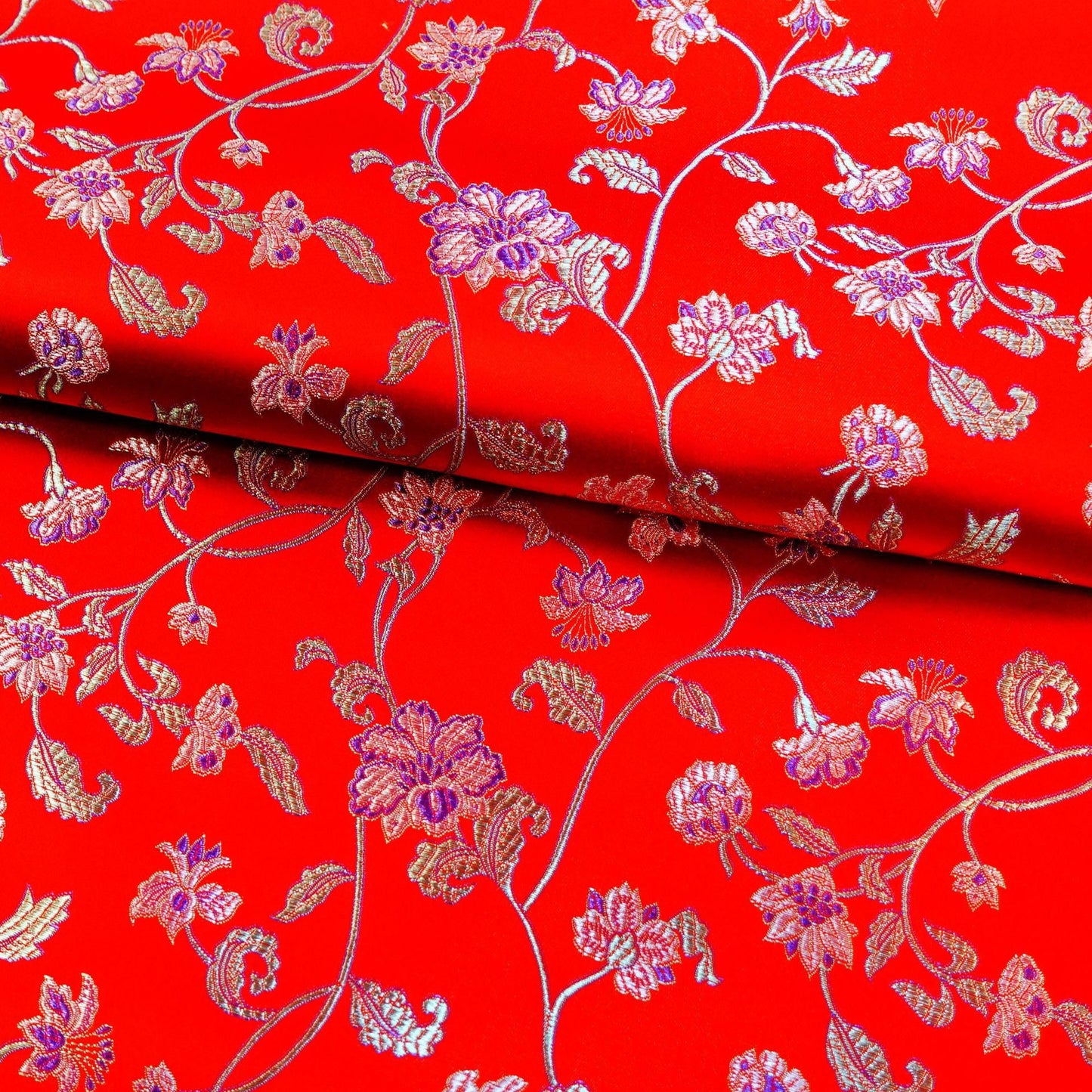 Floral Brocade Fabric: Rayon Nylon Blend, 45" Wide