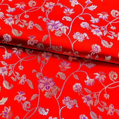 Floral Brocade Fabric: Rayon Nylon Blend, 45" Wide