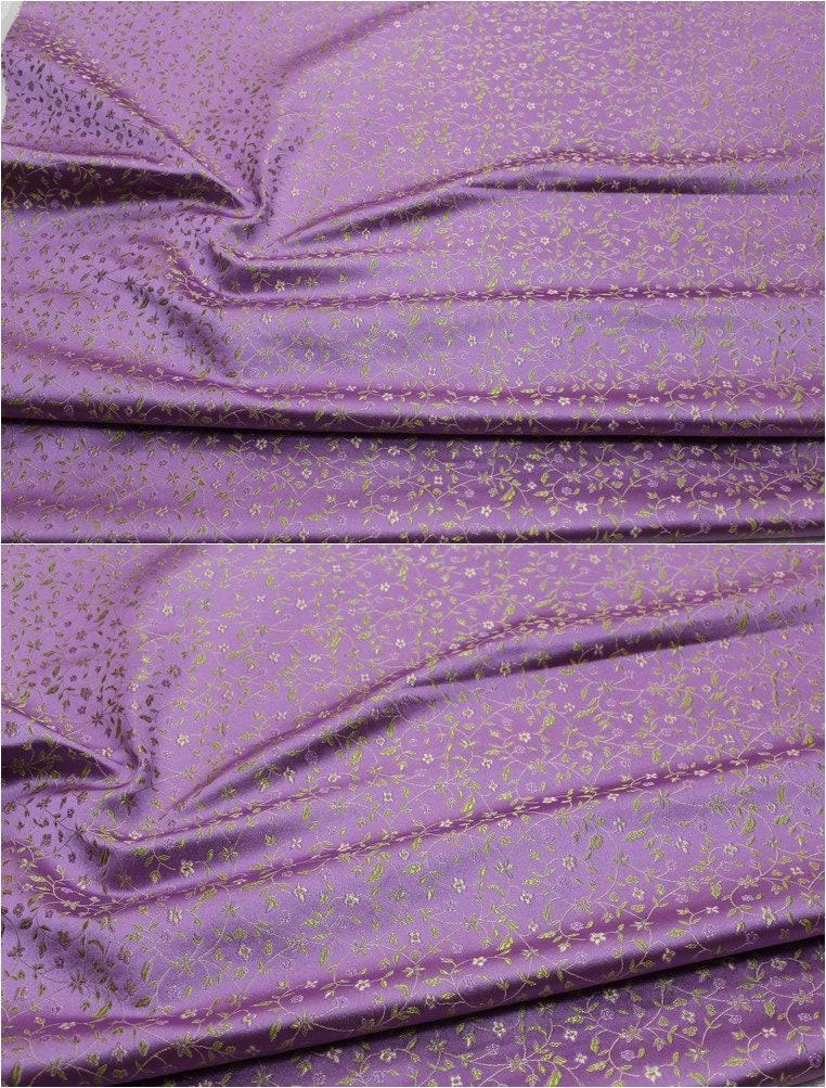 Floral Chinese Brocade Fabric: Silk Rayon Blend, 29.5" Wide