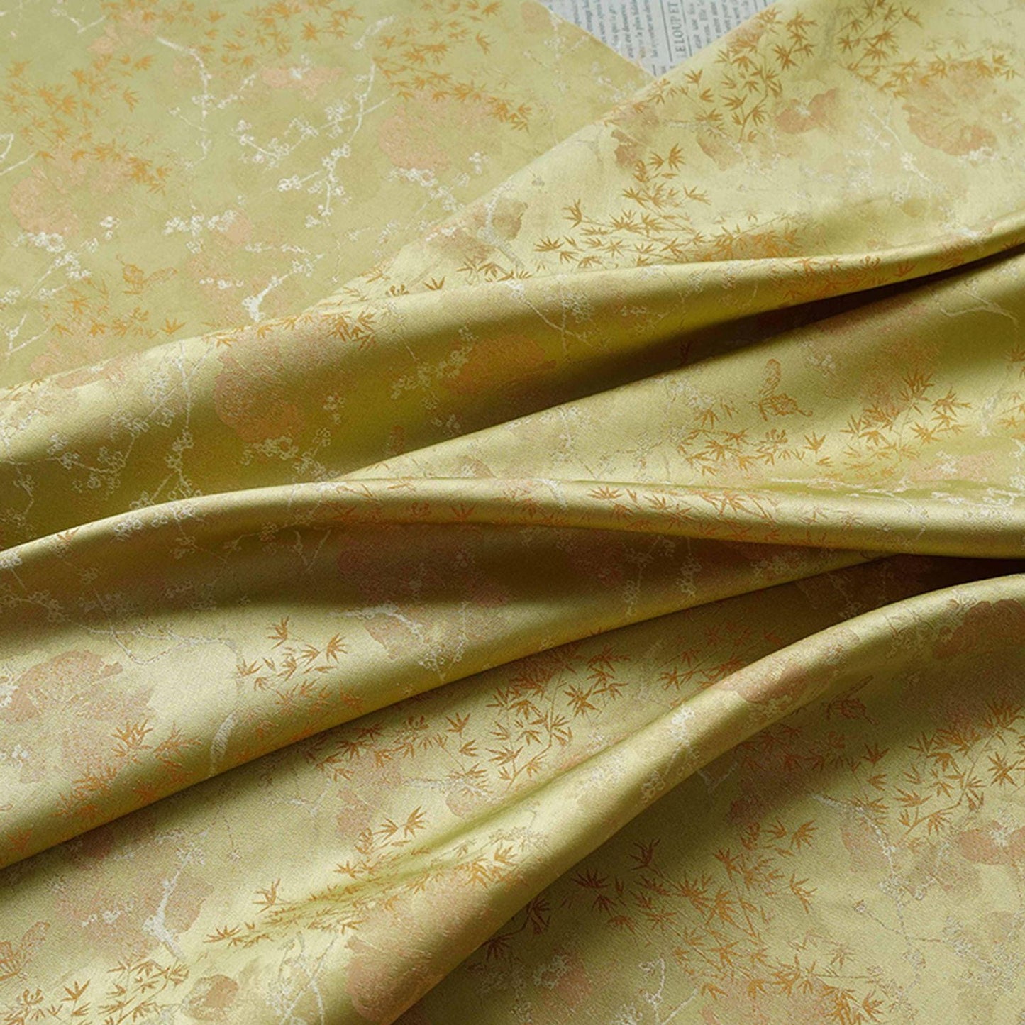Bamboo Leaf Floral Brocade Fabric ��� Watercolor Jacqua" Wide