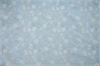 Azure Floral Jacquard Fabric: Reversible Light Blue Woven Upholstery, 64" Wide