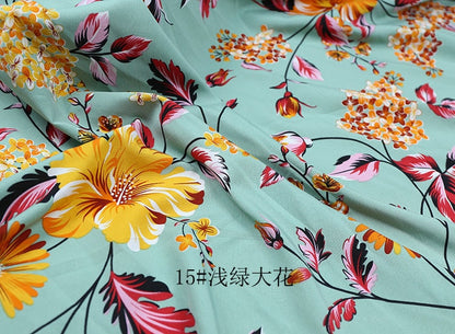 Floral Chiffon Fabric: 4-Way Stretch Polyester Satin, 59" Wide