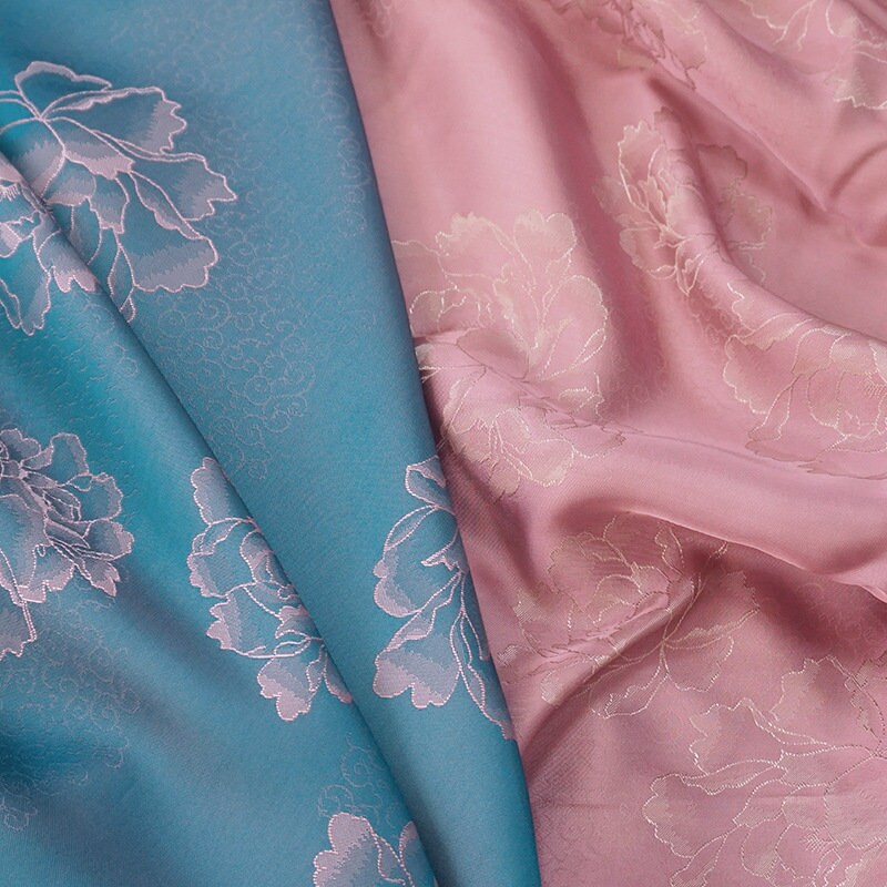 Floral Tea Silk Satin Fabric - 55"W Gambiered Canton Gauze