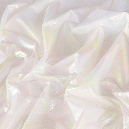 Space Silver PU Leather Fabric: Shiny Metallic Designer Material, 59" Wide