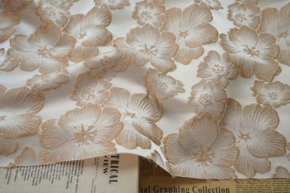 Flower Jacquard Fabric: 3D Texture Polyester, 55" Wide