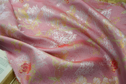 Gold Thread Floral Brocade Fabric: 59"W Jacquard Damask, Costume Decor